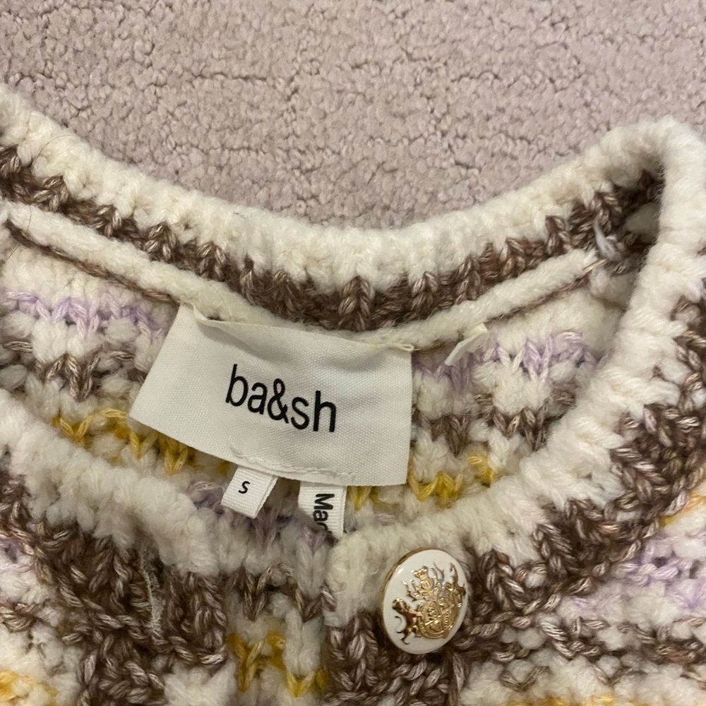 BA&SH Striped Cardigan sweater - Yellow, Brown, Cream - Picture 3 of 7